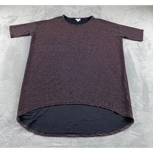 LuLaRoe Womens Black Rose Gold Metallic Striped High Low Tunic Top Large